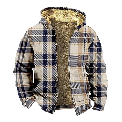 LUNULE Fleecejacke Herren Outdoor Herren Jacke Herbst Karierte Jacke Herren Herbst Winter Warm Plaid Fleece Holzfällerhemd Mit Kapuze Lässige Outdoor Kariertes Hoodie Herren Schwarz (Multicolor, Xxl) von LUNULE