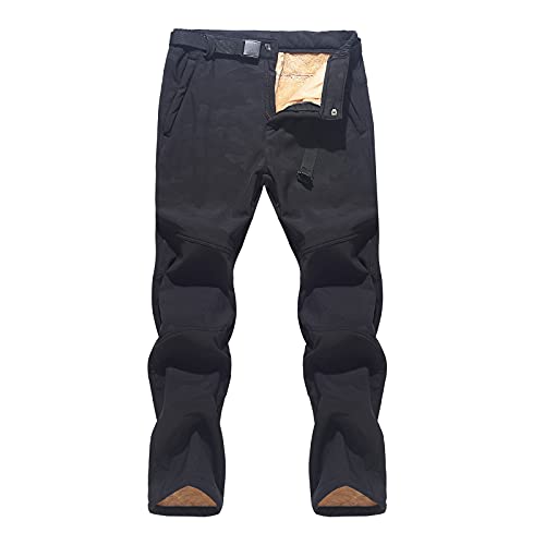 LUNULE Herren Arbeitshose Winddicht Wasserdicht Outdoorhose Herbst Winter Warm Gefüttert Trekkinghose für Männer Lange Regular Fit Softshellhose mit Reißverschlusstaschen Herren Wanderhose Sporthose von LUNULE