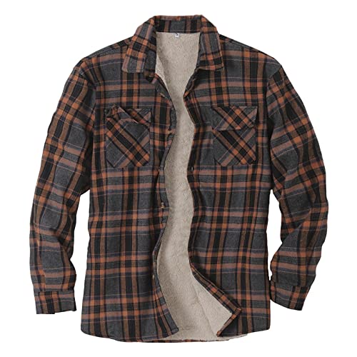 LUNULE Herren Flanellhemd Verdickt Warme Fleece Gefüttert Thermohemd Modern Langarm Kariertes Flanell Bequemes Winterjacke für Männer Regular Fit Baumwollhemd Herren Freizeit Hemdjacke Karierthemd von LUNULE