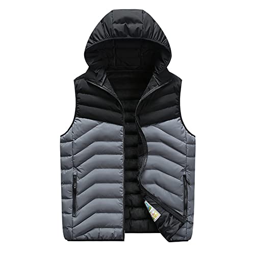LUNULE Herren Laufweste Outdoor Sport Jogging Fitness Freizeit Sportweste Ärmellos Wärme Winddichte Steppweste mit Kapuze für Männer Reißverschluss Slim-Fit Kapuzenweste Herren Daunenweste von LUNULE