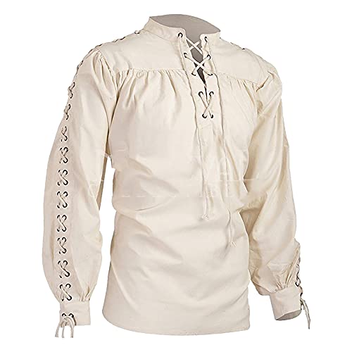 LUNULE Herren Mittelalter Hemd Gothic Leinenhemd Einfarbig Schnüren Langarmshirt Steampunk Freizeithemd Regular Fit V-Ausschnitt Oberteile Karneval Hemden Mittelalter Renaissance Wikinger Piratenhemd LUNULE Herren Mittelalter Hemd Gothic Leinenhemd Einfarbig Schnüren Langarmshirt Steampunk Freizeithemd Regular Fit V-Ausschnitt Oberteile Karneval Hemden Mittelalter Renaissance Wikinger Piratenhemd von LUNULE