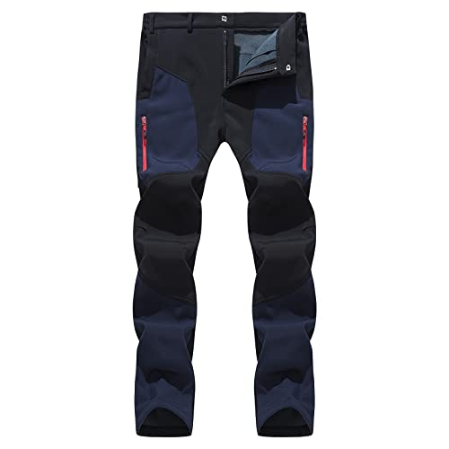 LUNULE Herren Outdoorhose Verdickte Warm Gefüttert Trekkinghose Modisch Patchwork Gerade Geschnitten Cargohose für Männer Lange Regular Fit Chinohose mit Taschen Herren Outdoor Wanderhose Sporthose von LUNULE