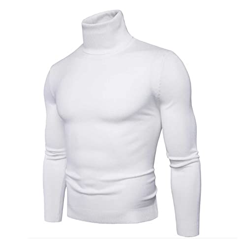 LUNULE Herren Pullover Moderner Rollkragen Strickpullover Langarm Herbst Winter Warme Base Strick-Pulli für Männer Cable Rollkragenpullover Herren Basic Slim fit Winterpullover Strick-Pullover von LUNULE