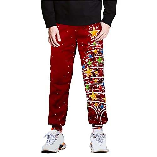 LUNULE Herren Weihnachtshose Stylische Weihnachtsmotiv Freizeithose Lange Regular Fit 3D Weihnachten Drucken Jogginghose für Männer Outdoor Sport Jogging Fitness Freizeit Fitnesshose Herren Sporthose von LUNULE