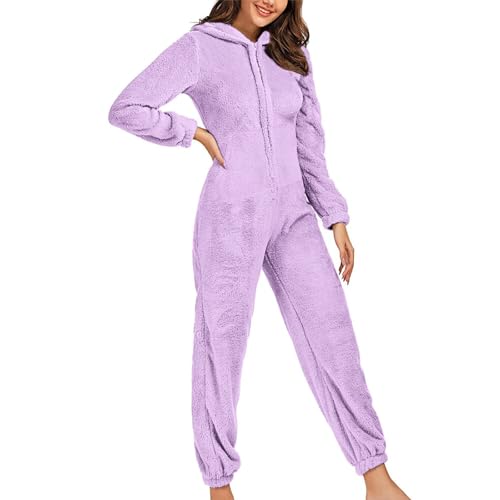 LUNULE Jumpsuit Damen Kuschelig Jumpsuits Warm Plüsch Einteiler Onesie Flauschig Hausanzug Christmas Pyjama Schlafoverall Winter von LUNULE