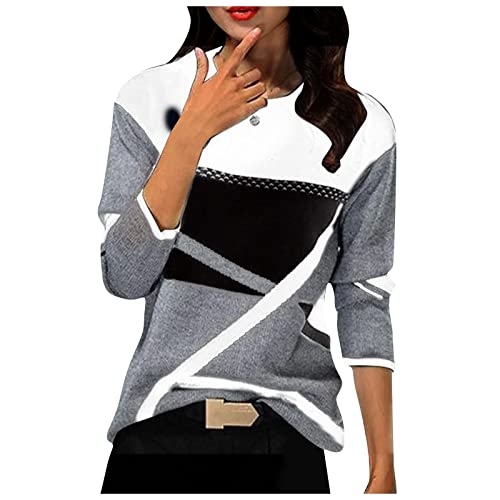 LUNULE Longshirt Damen Strickpullover Farbblock Rundhals Langarm Pulli Ohne Kapuze Basic Oberteile Casual Bequem Langarmshirt Weihnachtspullover LUNULE Longshirt Damen Strickpullover Farbblock Rundhals Langarm Pulli Ohne Kapuze Basic Oberteile Casual Bequem Langarmshirt Weihnachtspullover von LUNULE