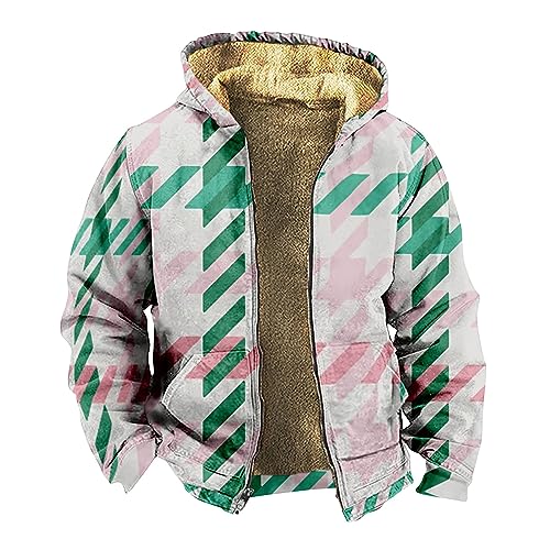 LUNULE Mantel Herren Kurz Softshelljacke Herren Sommer Norweger Strickjacke Herren Herbst Winter Warm Plaid Fleece Holzfällerhemd Mit Kapuze Lässige Outdoor Kariertes Strickjacke Herren Sommer von LUNULE