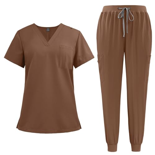 LUNULE Medizinische Arbeitskleidung Damen Herren Krankenschwester Set Waschbar Unisex Uniform Krankenhaus Kurzarm Oberteil Mit Hose Schlupfkasack Für Altenpflege Krankenpflege von LUNULE