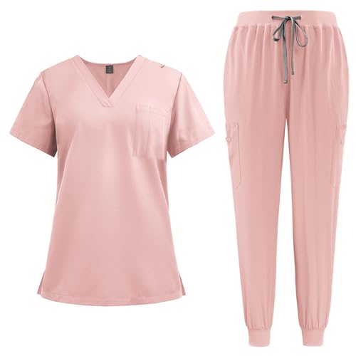 LUNULE Medizinische Arbeitskleidung Damen Herren Krankenschwester Set Waschbar Unisex Uniform Krankenhaus Kurzarm Oberteil Mit Hose Schlupfkasack Für Altenpflege Krankenpflege von LUNULE