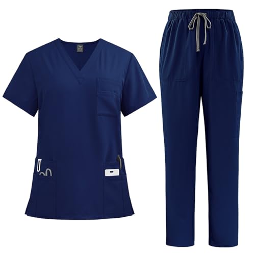 LUNULE Medizinische Arbeitskleidung Damen Herren Krankenschwester Set Waschbar Unisex Uniform Krankenhaus Kurzarm Oberteil Mit Hose Schlupfkasack Für Altenpflege Krankenpflege LUNULE Medizinische Arbeitskleidung Damen Herren Krankenschwester Set Waschbar Unisex Uniform Krankenhaus Kurzarm Oberteil Mit Hose Schlupfkasack Für Altenpflege Krankenpflege von LUNULE