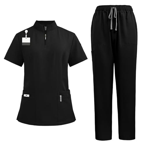 LUNULE Medizinische Arbeitskleidung Damen Herren Krankenschwester Set Waschbar Unisex Uniform Krankenhaus Kurzarm Oberteil Mit Hose Schlupfkasack Für Altenpflege Krankenpflege von LUNULE