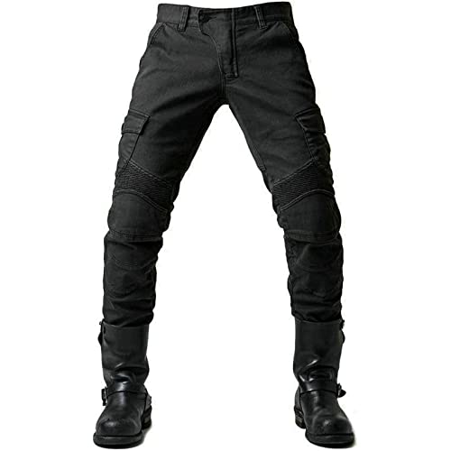 LUNULE Motorradhose Schutzhose Herren Motorrad-Jeans Sportliche Motorrad Hose Stretch mit Oberschenkeltaschen Moto Jeans Motorradjeans Fahrradhosen Radhose Sport Hose Outdoorhose Herrenhose Pants von LUNULE