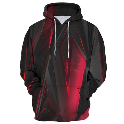 Pullover Für Herren Anime 3D Druck Langarm Kapuzenpullover Mit Tasche Bunte Muster Kapuze Decke Kaschmir von LUNULE