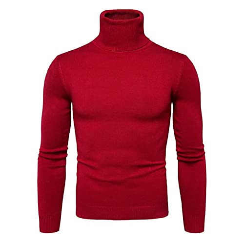 LUNULE Rollkragenpullover Herren Einfarbig Dünner Strickpullover Männer Slim Fit Langarmshirt Rollkragen Pulli Herbst Winter Thome Tops Freizeit Baselayer Unterhemd Männer Bequem Weich Strick-Pulli von LUNULE