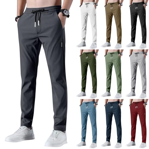 LUNULE Sporthose Herren Einfarbig Mit Gummizug Sommer Geradem Bein Trainingshose Atmungsaktiv Sweathose Gym Fitness Hose Leichte Baggy Sweatpants Outdoorhose von LUNULE