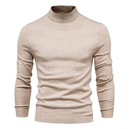 LUNULE Strickpullover Herren Einfarbig Feinstrick Pullover mit Halber Kragen/Rollkragenpullover Slim Fit Männer Sweater Winter Warmer Oberteile Freizeit Sweatshirt Winterpullover Alltag Basic Pulli von LUNULE