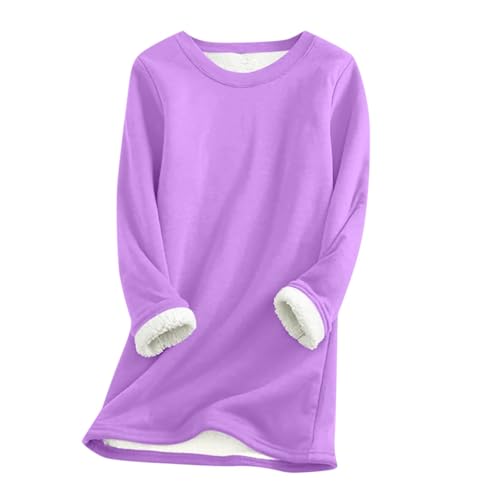 LUNULE Sweatshirts Für Damen Einfarbig Langarm Teddy Fleece Sweatshirt Warmer Plüsch Gefütterte Pulli Ohne Kapuze Casual Rundhals LUNULE Sweatshirts Für Damen Einfarbig Langarm Teddy Fleece Sweatshirt Warmer Plüsch Gefütterte Pulli Ohne Kapuze Casual Rundhals von LUNULE
