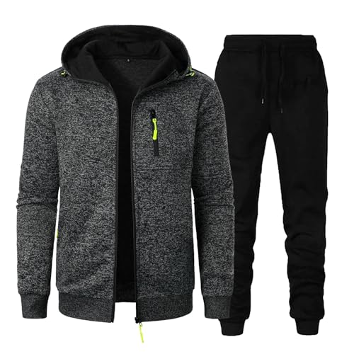 LUNULE Trainingsanzug Herren Hausanzug Casual Kapuzenjacke Und Jogginghose Sweatjacke Mit Reißverschluss Tracksuit von LUNULE