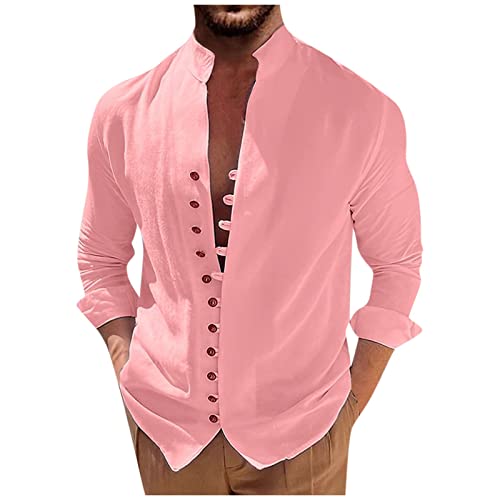 LUNULE Unterziehshirt Herren Fussball Achselshirt Herren Arbeitsshirt Crope Sport Unterhemd Herren Western Hemd Hemd Sommer Herren Sport Funktionsshirt Herren (Rosa, L) von LUNULE