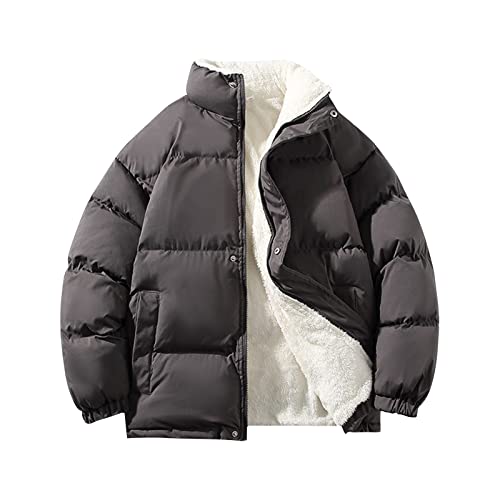 LUNULE Winterjacke Herren Einfarbig Puff Sport Jacket Warme Gesteppte Outdoorjacke Fleece Gefüttert Wanderjacke, Mit Reißverschluss, Tasten & Stehkragen Steppjacke In Vielen Farben Größen M - 5Xl von LUNULE