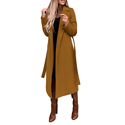 Mantel Damen Lang Faux Wollmantel Mit Gürtel Einfarbig Klassischer Gehschlitz Elegant Trenchcoat Freizeit Cardigan Revers Overcoat Outwear Herbstjacke Übergangsmantel Herbst Frühling Winter Mantel Damen Lang Faux Wollmantel Mit Gürtel Einfarbig Klassischer Gehschlitz Elegant Trenchcoat Freizeit Cardigan Revers Overcoat Outwear Herbstjacke Übergangsmantel Herbst Frühling Winter von LUNULE