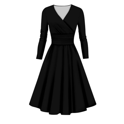 Schmetterling Kostüm Damen Sexy Outfit Für Damen Korsett Kleid Damen Gradient Bedruckte V Ausschnitt Langarm Swing Midikleid Hohe Taille Sexy A-Linie Fransenkleid (Black, XL) von LUNULE