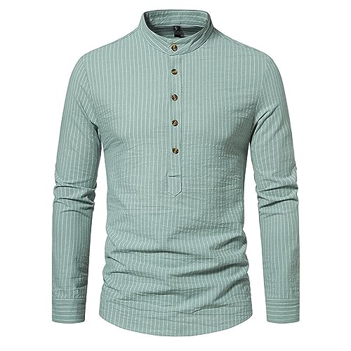 Shirt Langarm Herren Sweatshirt Norweger Pullover Gym T Retro Gestreiftes Druck Hemden Button Down Stehkragen Basic Langarmhemd Warnschutz von LUNULE