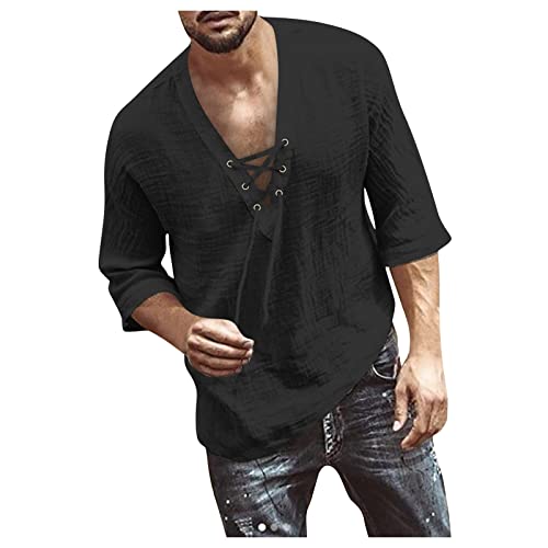 Shirt T-Shirts Fã¼R Herren Sommer Top Herrenhemden Langarm Slim Fit T-Shirt Herren Baumwolle Hemd Slim Basketball Shirt Fitness Shirts Herren (Schwarz, XL) von LUNULE