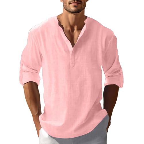Sommerhemd Herren Einfarbig Baumwolle Leinen Hemd Vintage Button Down Henley Shirts Regular Fit Businesshemd Casual Leicht Bequeme Freizeithemd Sommerhemd Herren Einfarbig Baumwolle Leinen Hemd Vintage Button Down Henley Shirts Regular Fit Businesshemd Casual Leicht Bequeme Freizeithemd von LUNULE