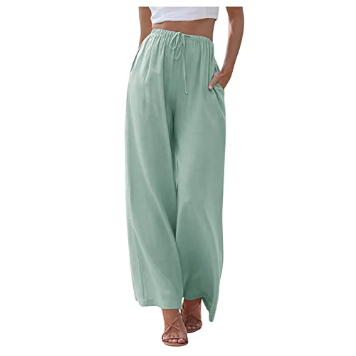 Sporthose Damen Einfarbig Baumwolle Leinen Stoffhose Mit Tunnelzug Elegant Lang Palazzo Hose Weite Leg Freizeithose Bequeme Luftige Sommerhose Sporthose Damen Einfarbig Baumwolle Leinen Stoffhose Mit Tunnelzug Elegant Lang Palazzo Hose Weite Leg Freizeithose Bequeme Luftige Sommerhose von LUNULE