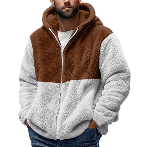 Sweatjacke Herren mit Reißverschluss Teddy Fleece Kapuzenjacke Herbst Winter Langarm Fleecejacke Weich Warm Plüschjacke mit Kapuze Casual Zip Hoodie Bequeme Kapuzenpullover Winterjacke Kapuzenpulli von LUNULE