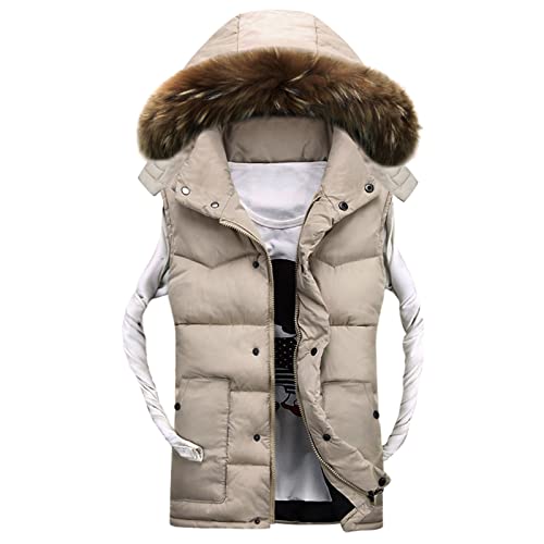 Winter Weste Herren LUNULE einfarbig Stehkragen Steppweste mit Abnehmbare Fell-Kapuze Männer Bodywarmer Sportweste Outdoor Freizeitjacke Leicht Übergangsjacke Vest Ärmellose Puffer Jacket Kapuzenweste Winter Weste Herren LUNULE einfarbig Stehkragen Steppweste mit Abnehmbare Fell-Kapuze Männer Bodywarmer Sportweste Outdoor Freizeitjacke Leicht Übergangsjacke Vest Ärmellose Puffer Jacket Kapuzenweste von LUNULE
