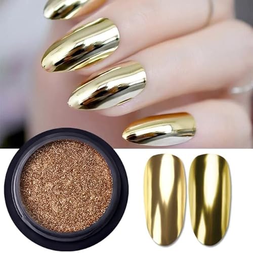 LUNYY Champagner Gold Metall Spiegel Powder Nail Gel Polish Rub Glitter Dust Shiny Silver Fine Chrome Pigment DIY Accessories Decor von LUNYY