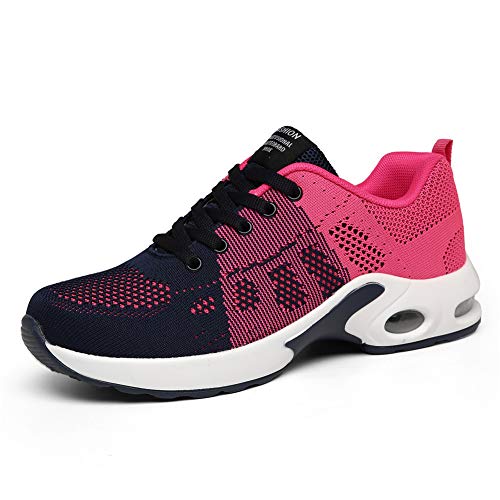 LUOBANIU Damen Sportschuhe Laufschuhe mit Luftpolster Turnschuhe Sneakers Trainer Leichte Air Schuhe (1722Karminrot, Numeric_39) von LUOBANIU