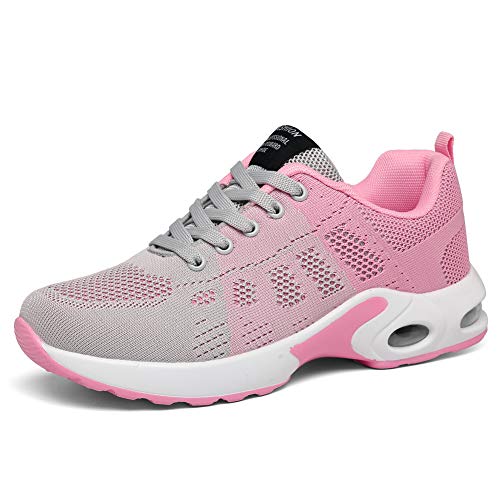 LUOBANIU Damen Sportschuhe Laufschuhe mit Luftpolster Turnschuhe Sneakers Trainer Leichte Air Schuhe (1722Rosa, Numeric_40) von LUOBANIU