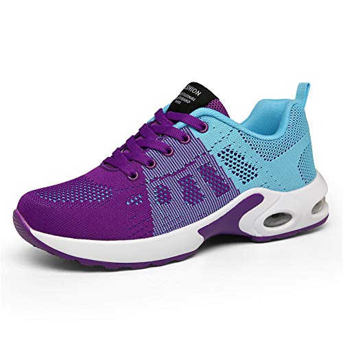 LUOBANIU Damen Sportschuhe Laufschuhe mit Luftpolster Turnschuhe Sneakers Trainer Leichte Air Schuhe (1722Violett, Numeric_40) von LUOBANIU