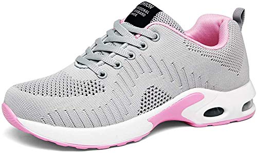 LUOBANIU Damen Sportschuhe Laufschuhe mit Luftpolster Turnschuhe Sneakers Trainer Leichte Air Schuhe Grau 41 EU von LUOBANIU