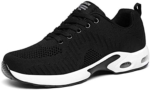 LUOBANIU Damen Sportschuhe Laufschuhe mit Luftpolster Turnschuhe Sneakers Trainer Leichte Air Schuhe Schwarz 36 EU von LUOBANIU