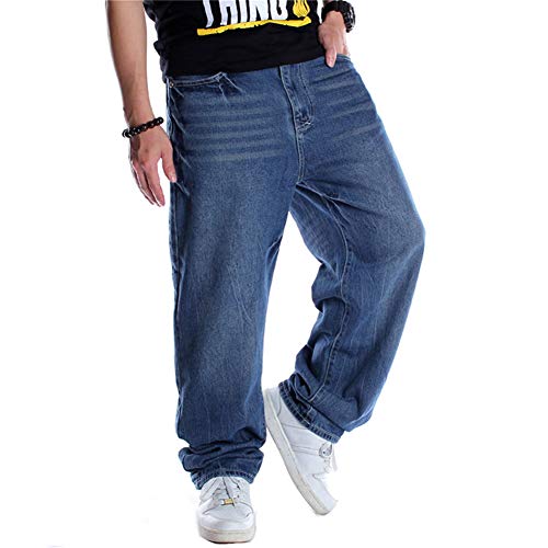 LUOBANIU Herren Baggy Jeans Hip Hop Jeans Loose Fit 90er Vintage Cargo Pants Baggy Fit Fashion Dance Skater Skateboard Hosen, 102 Blau, 46 von LUOBANIU