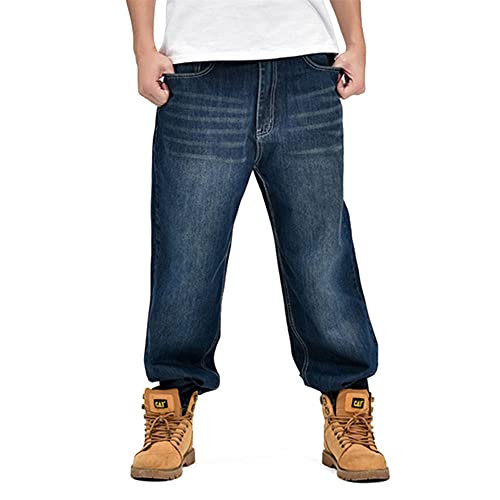 LUOBANIU Herren Jeanshose Hip Hop Jeans Baggy Jeans Skateboard Street Denim Lang Hose Loose Fit Vintage Jeanshose 1846 Blau 40 von LUOBANIU