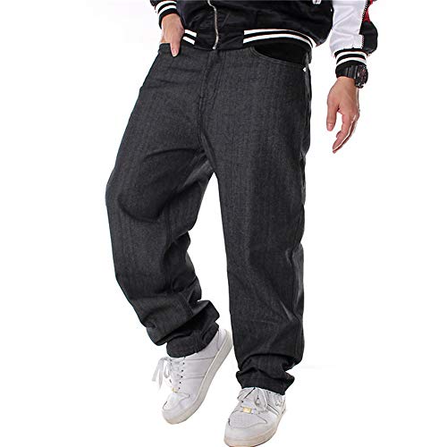 LUOBANIU Herren Baggy Jeans Hip Hop Jeans Loose Fit 90er Vintage Cargo Pants Baggy Fit Denim Pants Fashion Dance Skater Skateboard Hose, C239 Schwarz, 46 von LUOBANIU