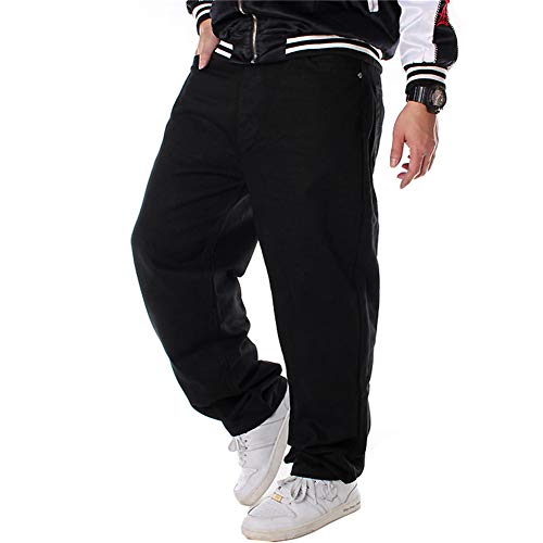 LUOBANIU Herren Vintage Hip Hop Style Baggy Jeans Denim Loose Fit Dance Skateboard Hose - Schwarz - 52 von LUOBANIU