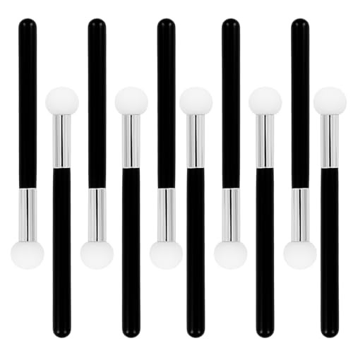 Concealer-Make-up-Pinsel, Augen-Make-up-Applikator, Lidschatten-Pinsel, Schwamm mit Griff (Pilzkopf), waschbar, wiederverwendbar, geeignet für Frauen und Teenager-Mädchen, Schwarz, 10 Stück von LUODAKA