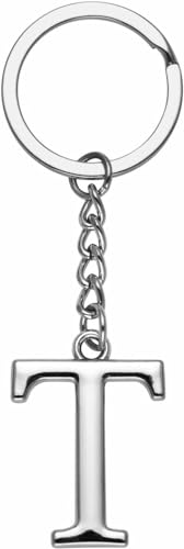 LUODAN Schlüsselanhänger Geschenk Damen Herren, Silber A-Z 26 Buchstabe Anfangsbuchstabe Anhänger Schlüsselanhänger - Geschenk Schwestern Freundschaft Geschenkideen bester Freund Geburtstag (S), T, L von LUODAN