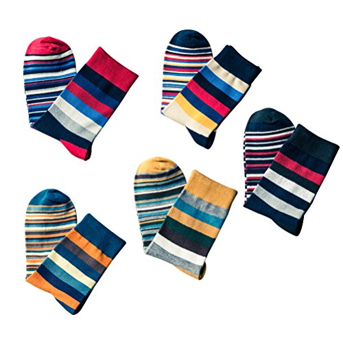 LUOEM 5 Paar Herren Socken bunte Streifen Baumwolle Strümpfe für Männer von LUOEM