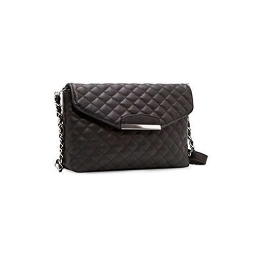 LUOEM Damen Crossbody Tasche Handtasche Schultertasche PU Leder mit Ketten (Schwarz) von LUOEM