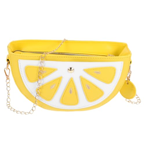 LUOEM Umhängetasche in Fruchtform für Frauen und Mädchen, Umhängetasche aus Pu-Leder mit Zitronenmotiv und Kettenriemen, Hawaii-Kostüm-Accessoire von LUOEM