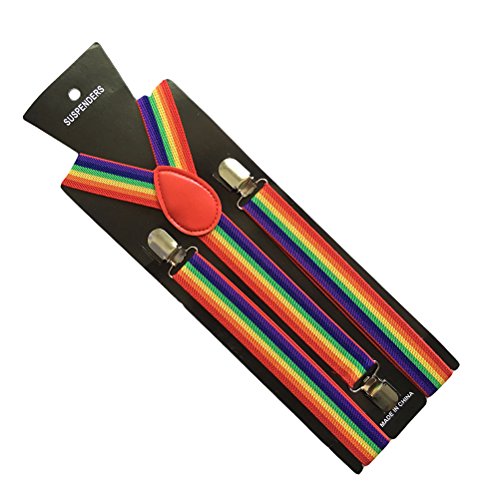 LUOEM Regenbogen Hosenträger Y-Form mit 3 Clips für Kinder 65CM von LUOEM