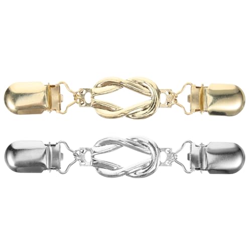 Vintage Cardigan Clips Damen, Antike Brosche Golden Silber, 2 StüCk Strickjacke Kragen Schal Pullover Verbindungsschnallen FüR Hochzeit, Party Und Alltag von LUOEM