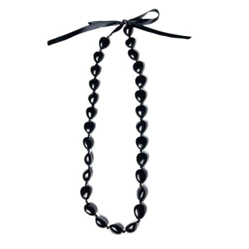LUOFENG Acryl-Halskette mit schwarzen Perlen, Lei-Halskette mit Schleifenschleife, Abschlussgeschenk für den Abschluss 2023, Geschenk für Damen und Herren, Nüsse-Lei-Halskette von LUOFENG